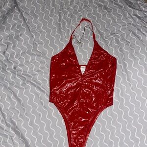 Red Halter Bodysuit